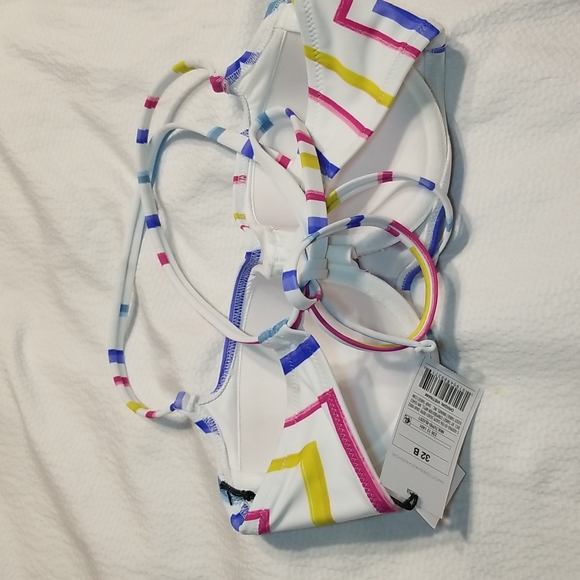 NWT LIGHT LIFT UNDERWIRE CROSS BACK TIE ADJUSTABLE SWIM BIKINI BRA TOP - Picture 3 of 4